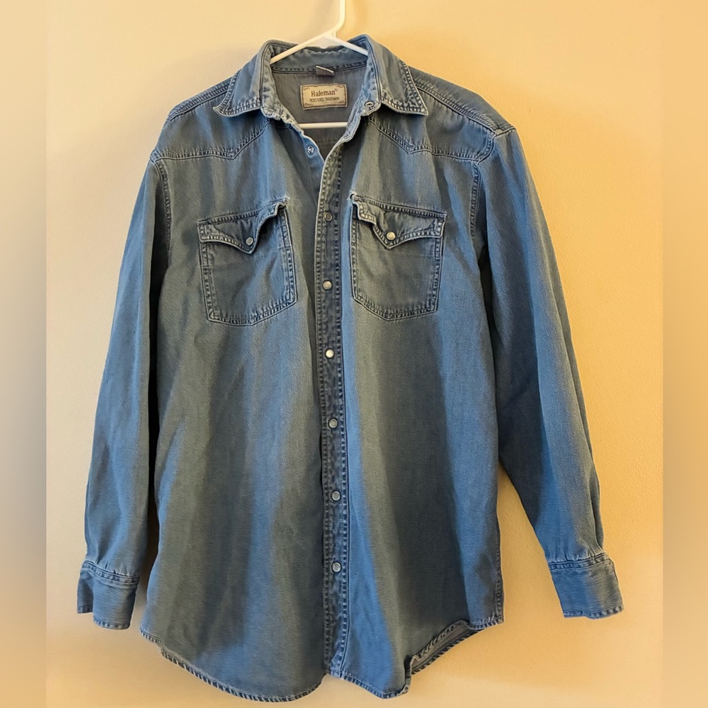 Vintage Haleman Light Blue Denim Button-down Shirt